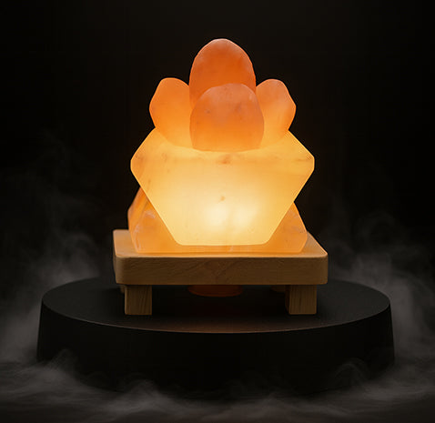 Lotus Salt Lamp – Natural Himalayan Crystal Light | Home Decor