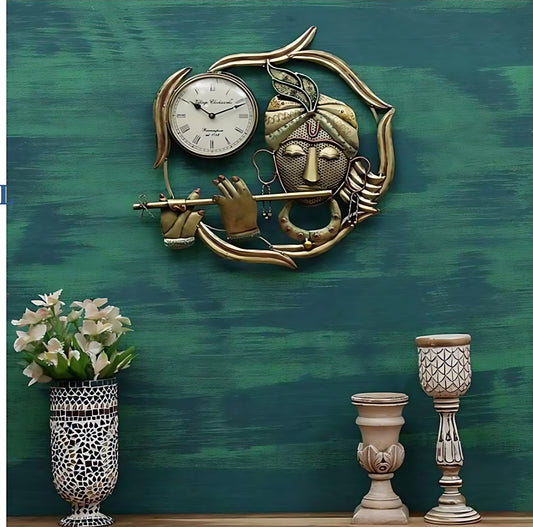 Handcrafted | Home Decor | Antique Krishna Wall Clock
