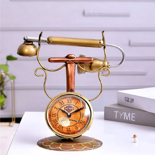 Handcrafted | Home Decor | Telephone With Clock